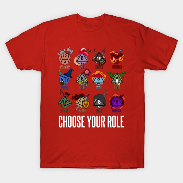 D&D Character Class Hit Dice T-Shirt by Meta Cortex